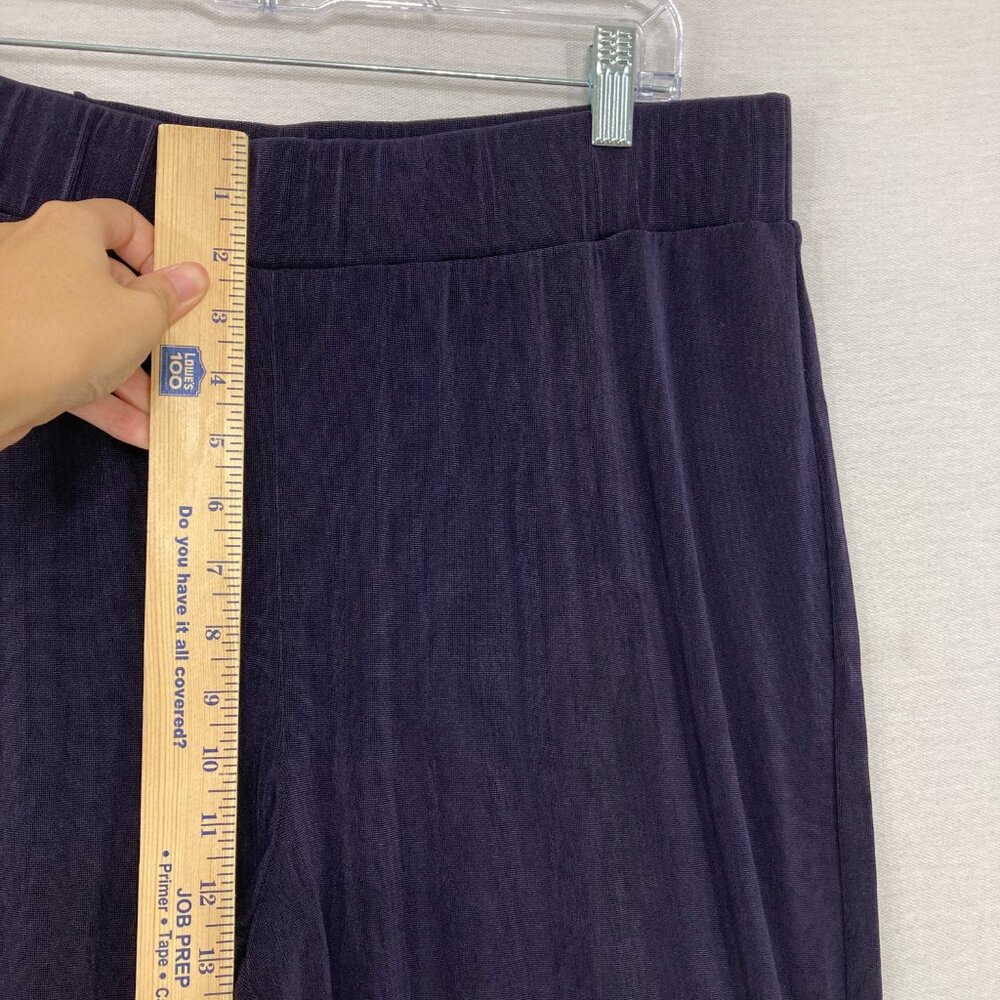 New Chico's Travelers size XL/3 Dark Purple Slinky Knit Wide Leg Pull-on Pants - Picture 5 of 8